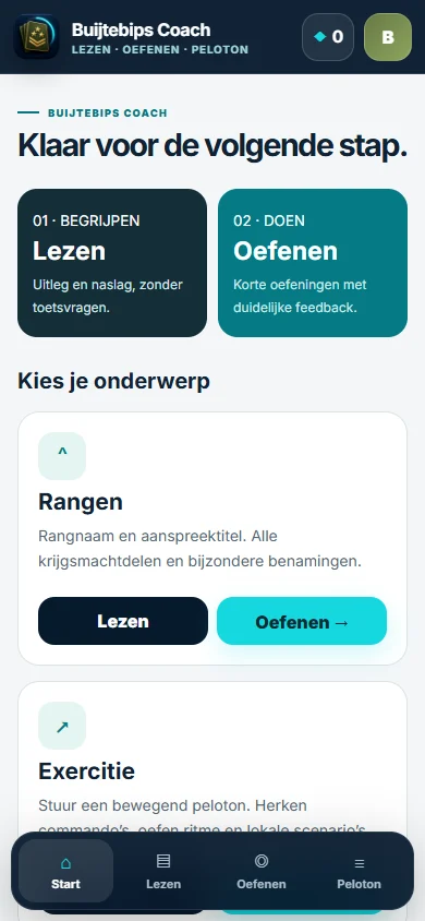 Lezen en oefenen apart in Buijtebips Coach
