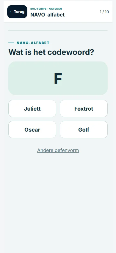 NAVO-codewoorden oefenen in Buijtebips Coach