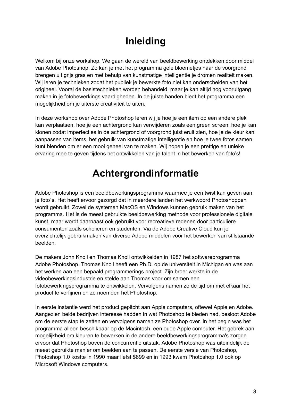 Photoshop workshop · Handout, pagina 3