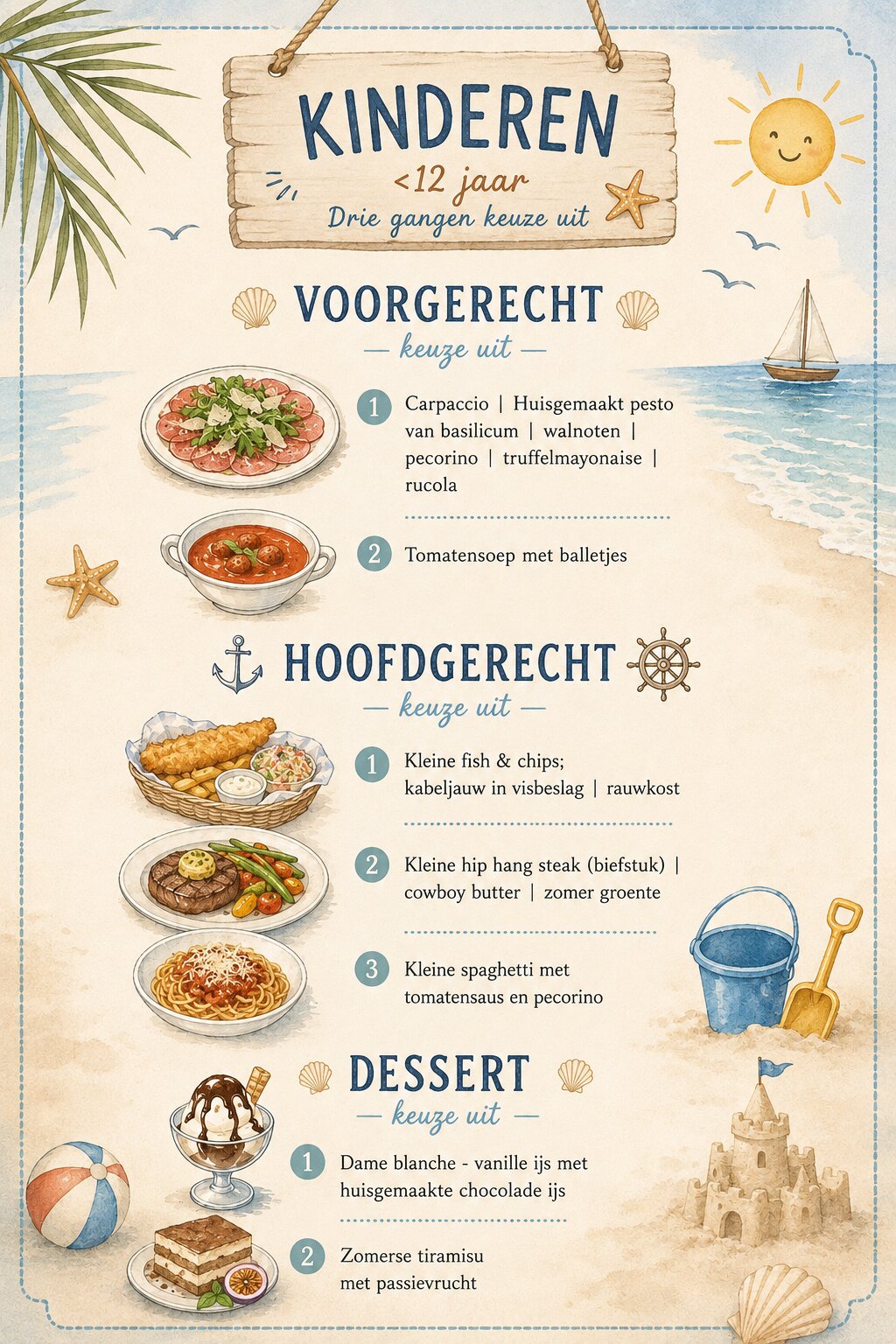 Kindermenu voor kinderen jonger dan 12 jaar