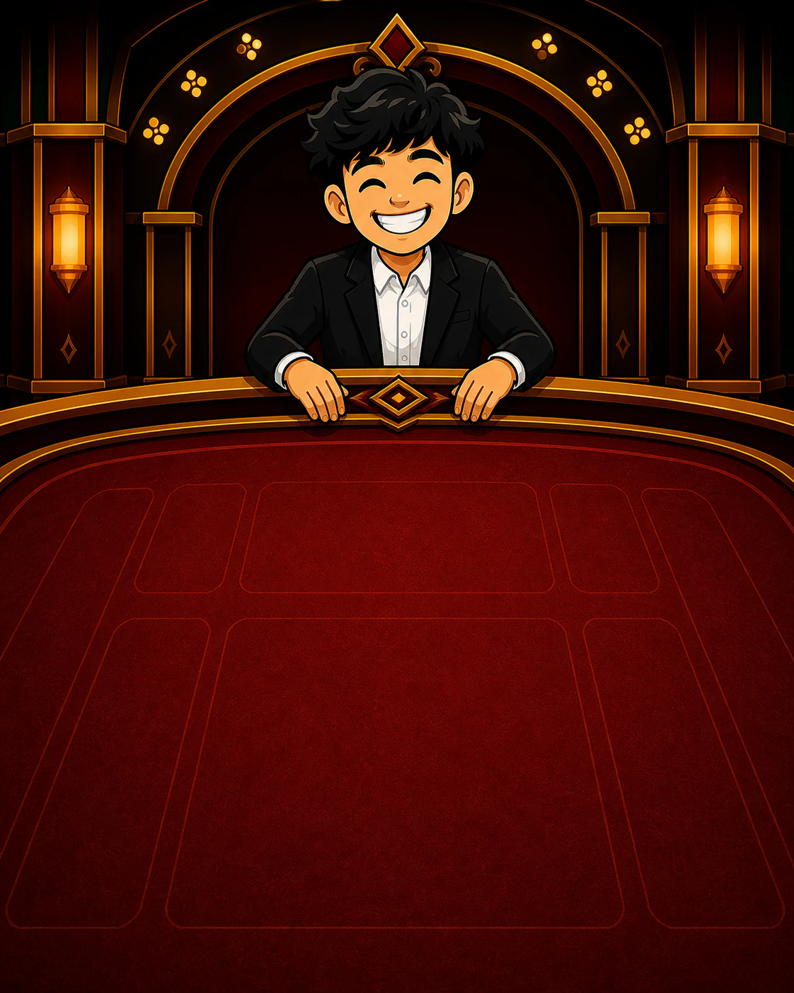 Cartoon Mike aan de Sic Bo-tafel